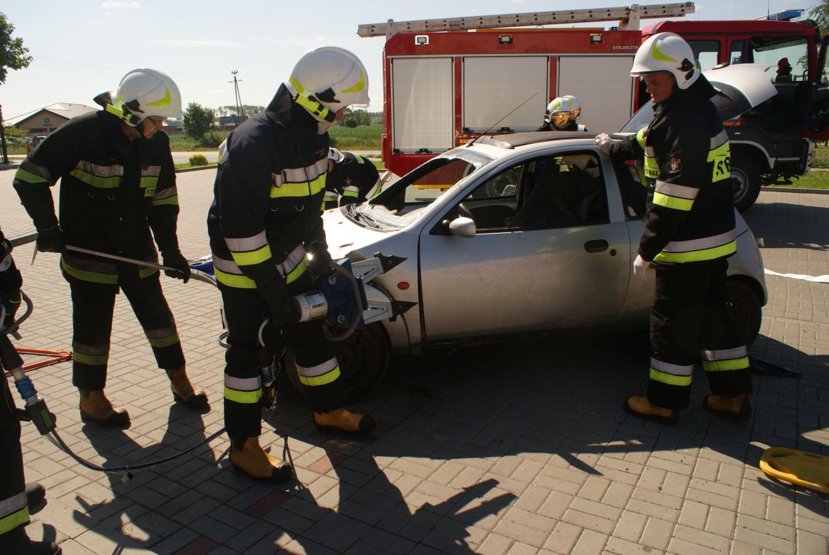 Symulacja wypadku drogowego w Sławsku